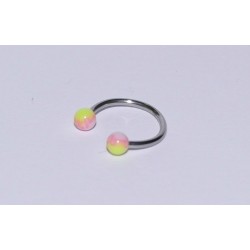 Piercing circular acrylic pink-yellow 10mm
