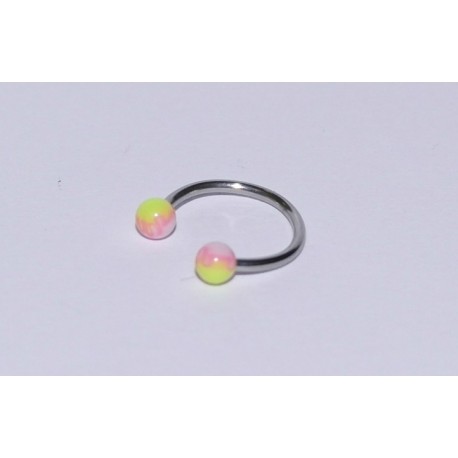 Piercing circular acrylic pink-yellow 8mm