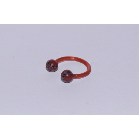 Piercing Circular acril rosu-negru 10mm