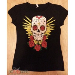 Lady T-short Day of The Dead Head Rose